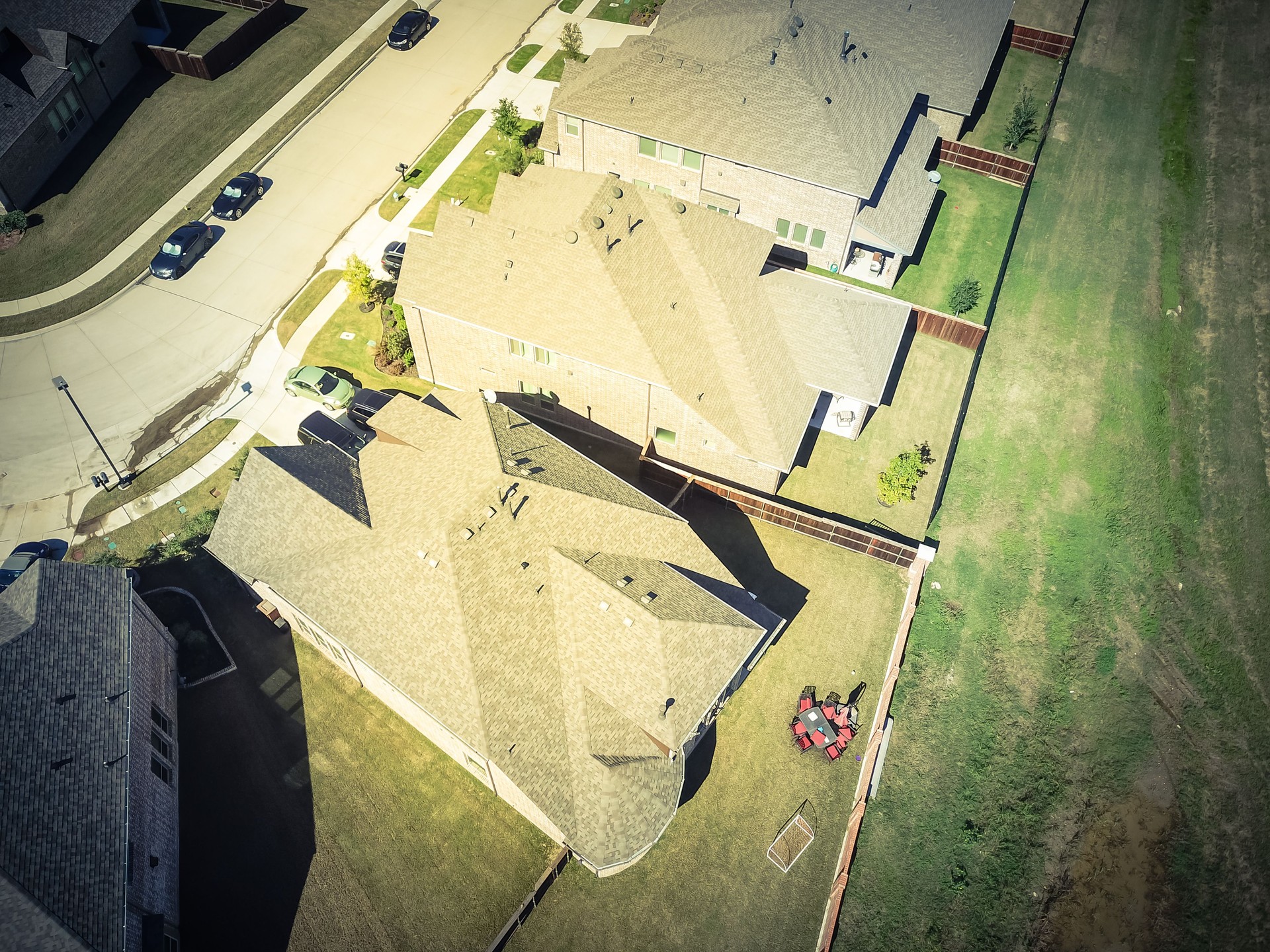 Top view new residential houses neighborhood with garden suburbs Dallas